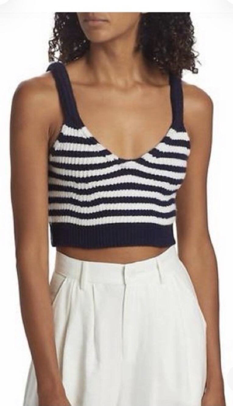 Simkhai Women Blue Braylee Cashmere Wool Blend Sweater Tank Top XS NWT $228